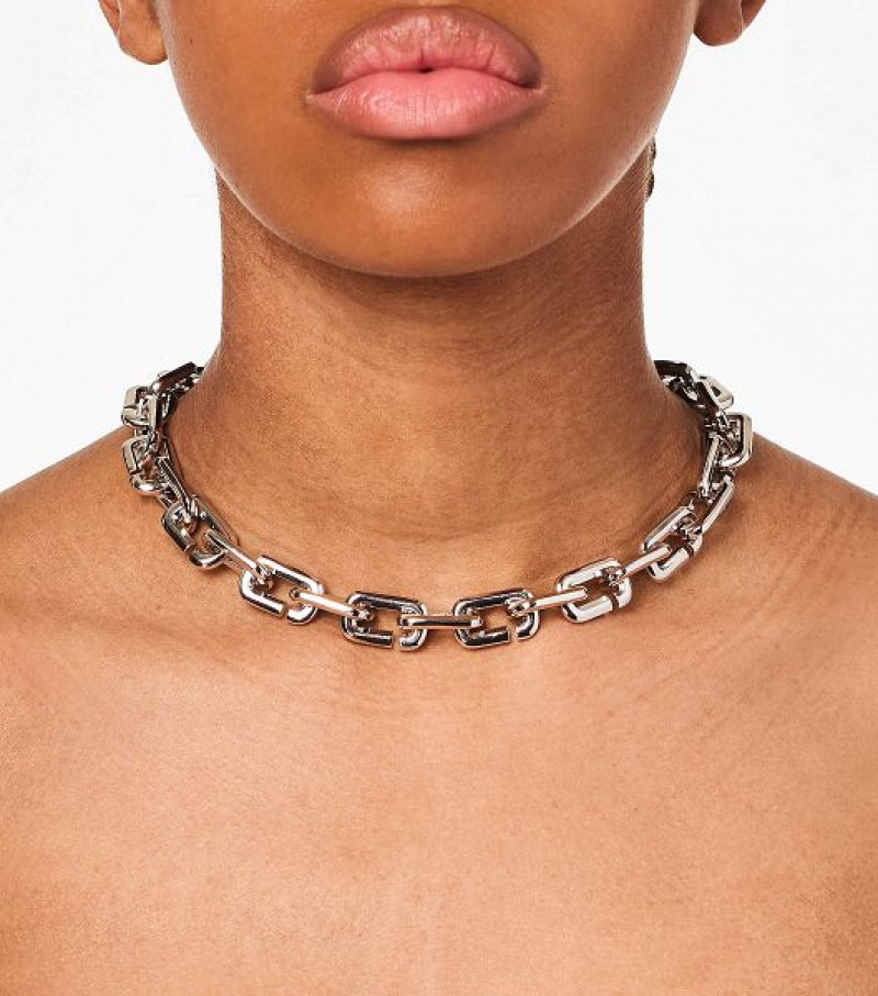 Silver Women's Marc Jacobs The J Marc Chain Link Necklaces | 82541IUDR