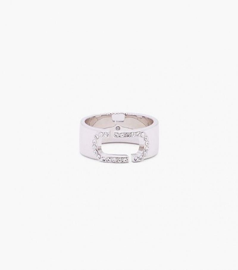 Silver Women\'s Marc Jacobs The J Marc Crystal Ring | 94261QZNA