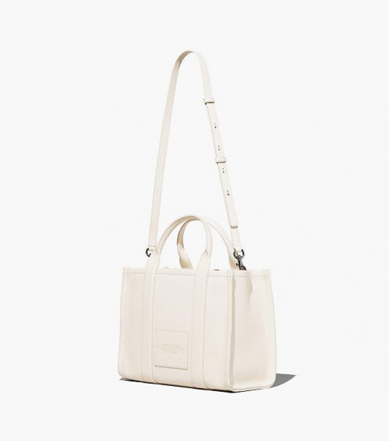 Silver Women's Marc Jacobs The Leather Medium Tote Bags | 18349ROUT