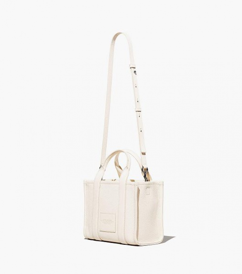 Silver Women's Marc Jacobs The Leather Small Tote Bags | 91580DJMQ