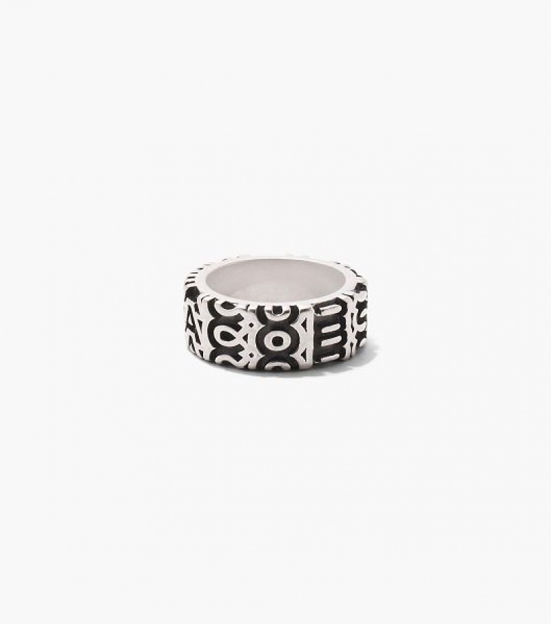 Silver Women's Marc Jacobs The Monogram Engraved Ring | 64905BQTR