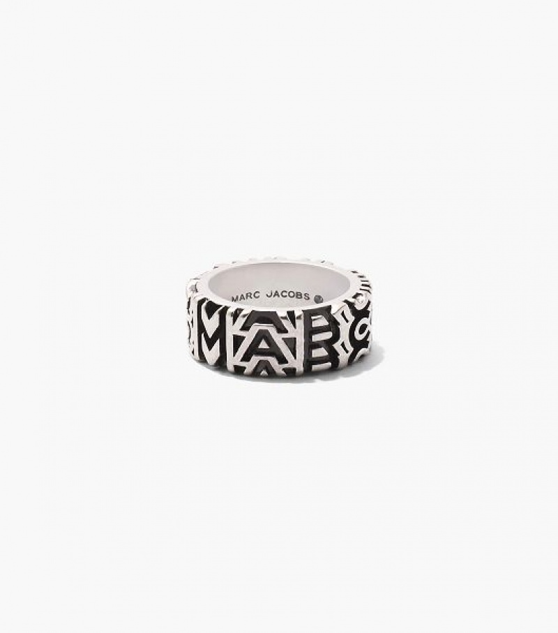 Silver Women\'s Marc Jacobs The Monogram Engraved Ring | 64905BQTR