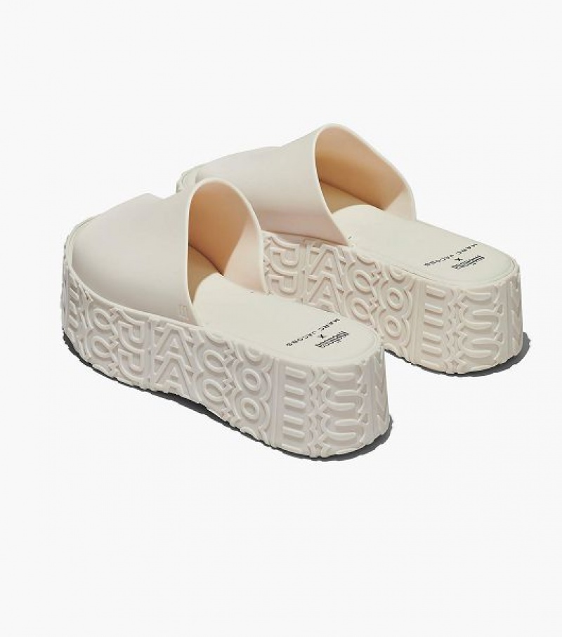 White Women's Marc Jacobs Melissa x Marc Jacobs Becky Platform Slides | 56217FLKP