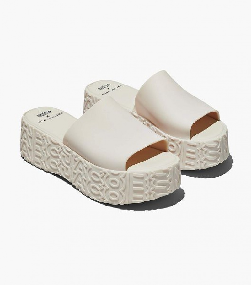 White Women\'s Marc Jacobs Melissa x Marc Jacobs Becky Platform Slides | 56217FLKP