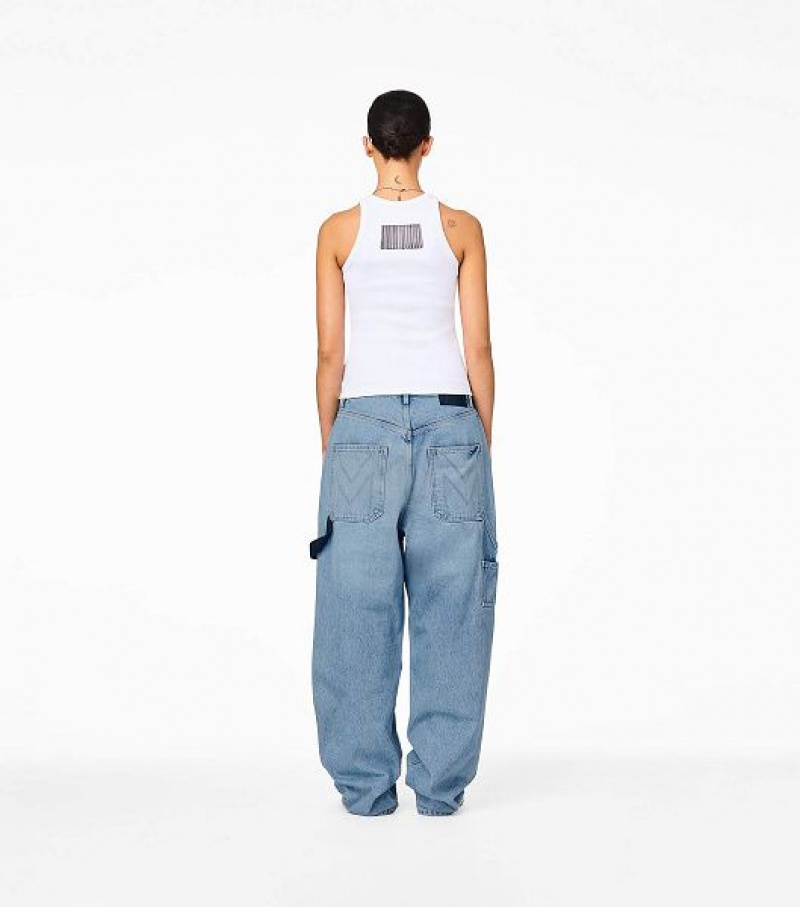 White Women's Marc Jacobs The Icon Rib Tanks | 94531FWLU