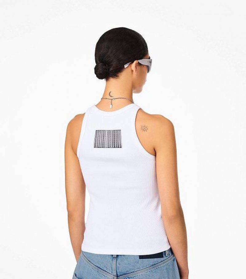 White Women's Marc Jacobs The Icon Rib Tanks | 94531FWLU