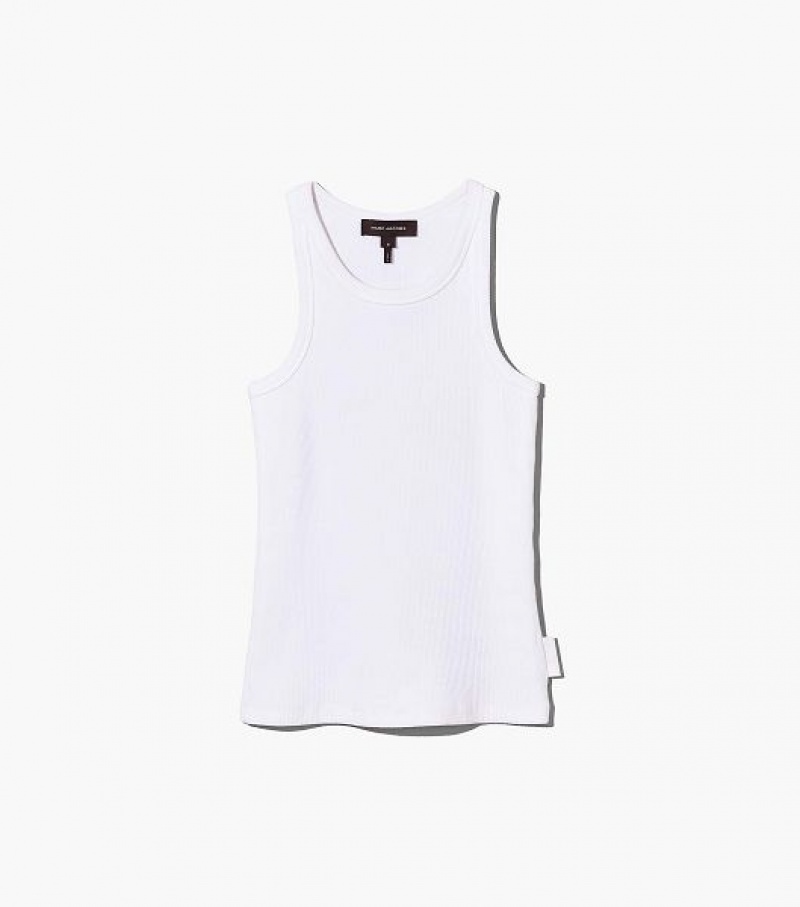 White Women\'s Marc Jacobs The Icon Rib Tanks | 94531FWLU