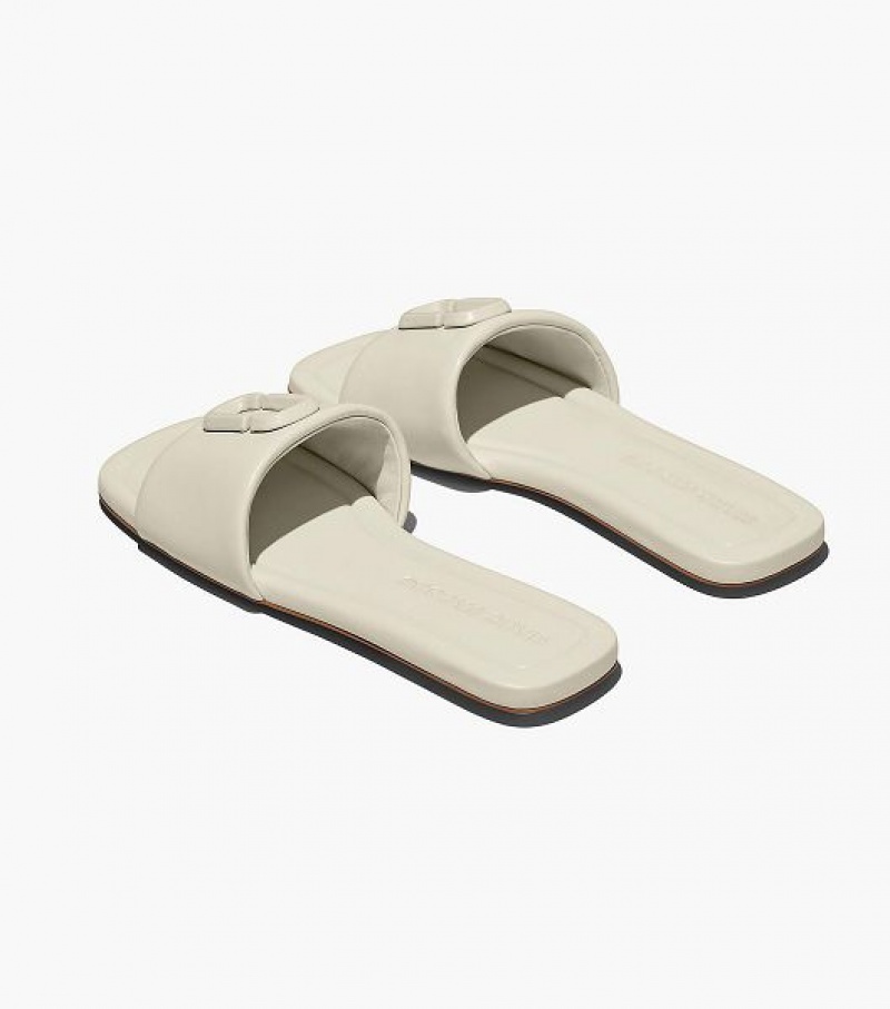 White Women's Marc Jacobs The J Marc Leather Sandals | 62954ZBSG