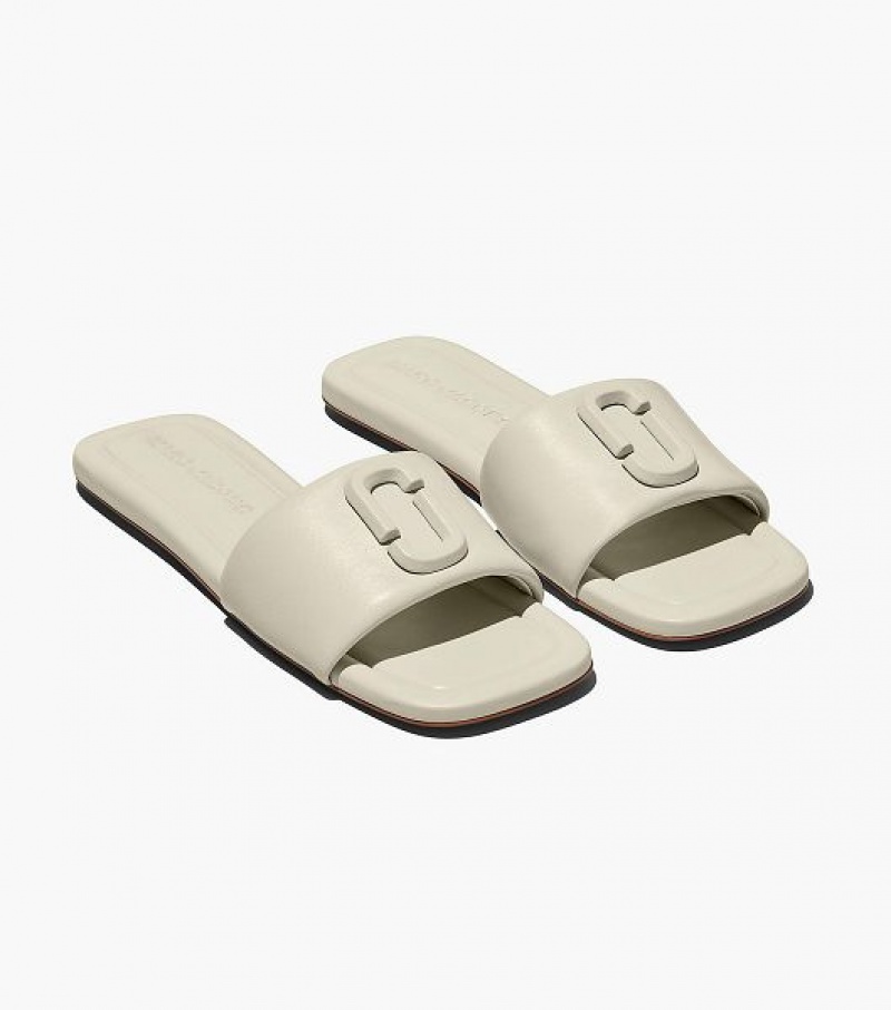 White Women\'s Marc Jacobs The J Marc Leather Sandals | 62954ZBSG