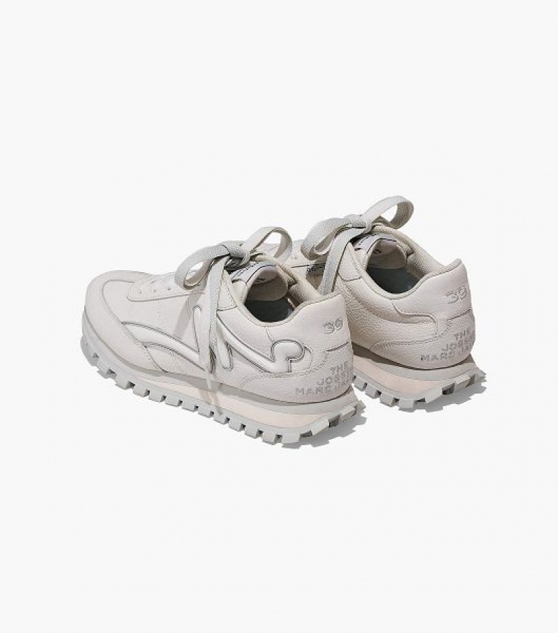 White Women's Marc Jacobs The Leather Jogger Sneakers | 01439DQEB