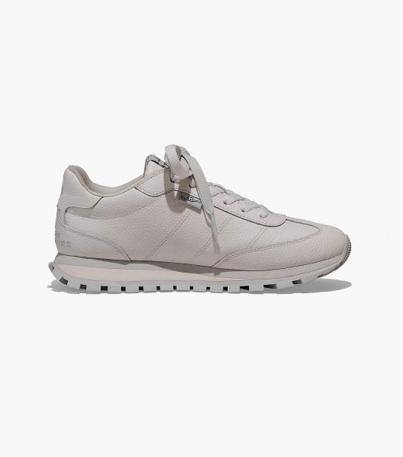 White Women's Marc Jacobs The Leather Jogger Sneakers | 01439DQEB