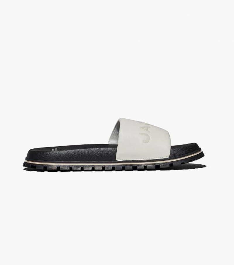 White Women's Marc Jacobs The Leather Slides | 93742TGSJ