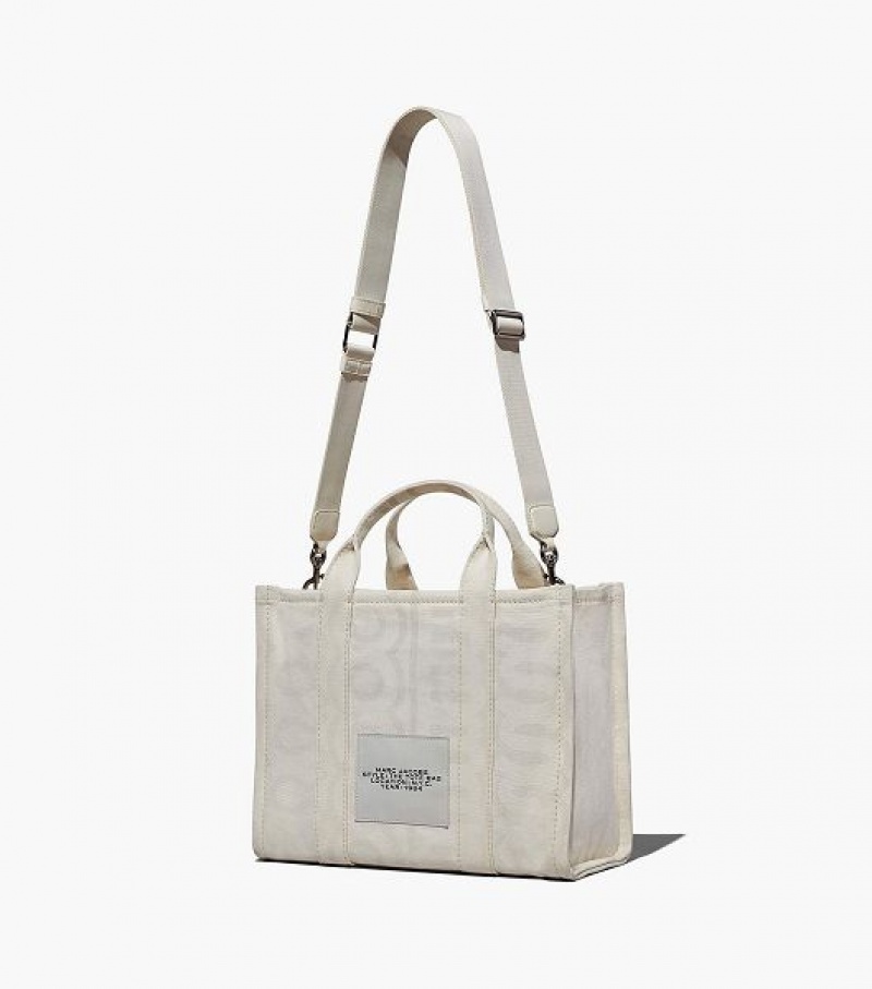 White Women's Marc Jacobs The Outline Monogram Medium Tote Bags | 30172ILSO