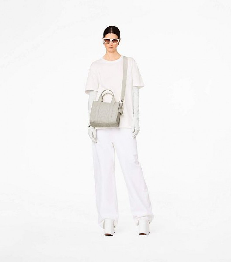 White Women's Marc Jacobs The Outline Monogram Small Tote Bags | 80719VCJN