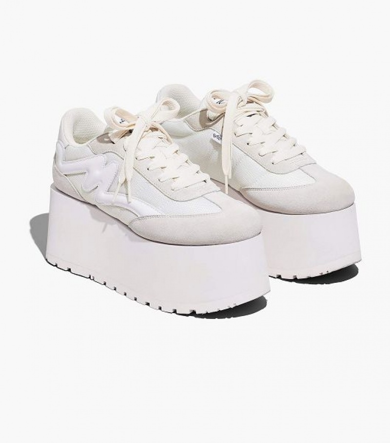 White Women\'s Marc Jacobs The Platform Jogger Sneakers | 48260FANW