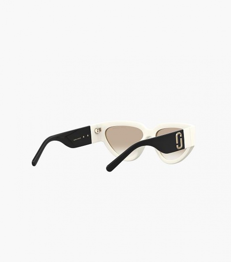 White / Black Women's Marc Jacobs J Marc Cat Eye Sunglasses | 26875RWAP