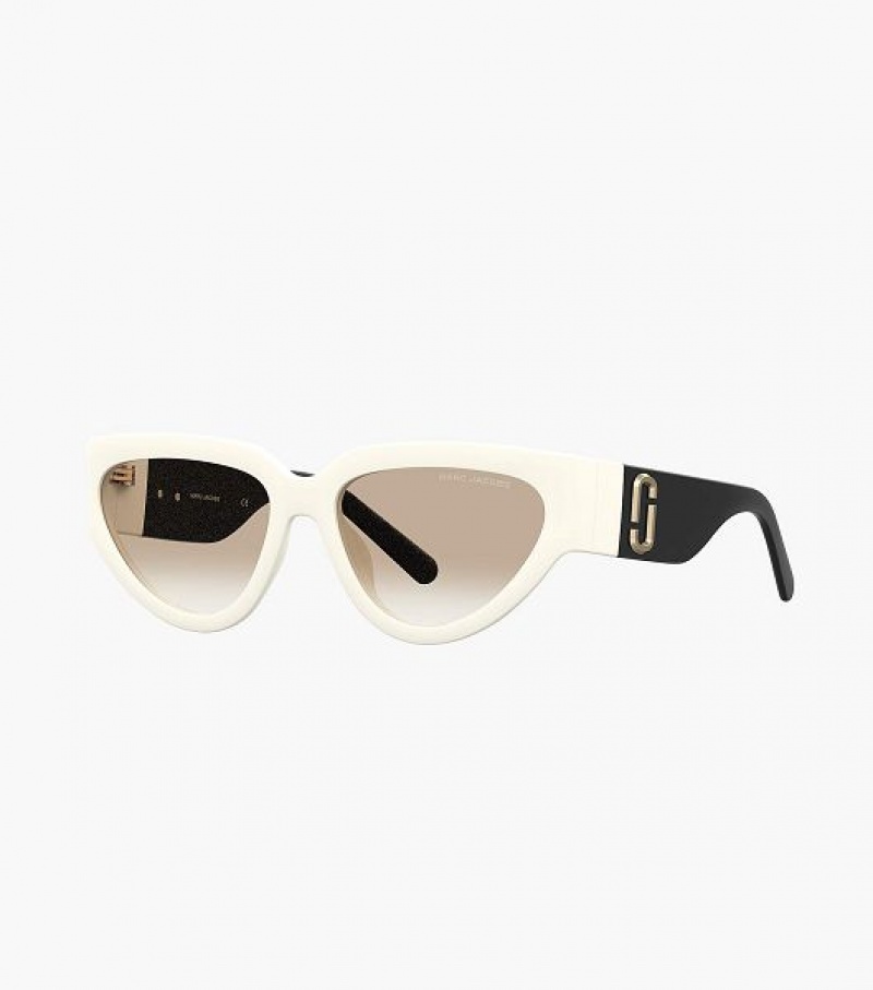 White / Black Women\'s Marc Jacobs J Marc Cat Eye Sunglasses | 26875RWAP